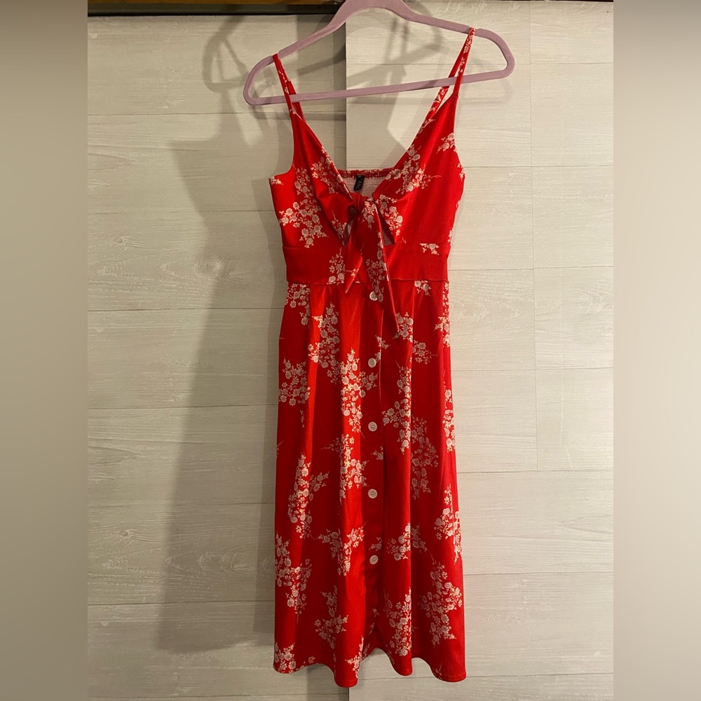 Floral Red Dress